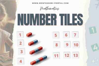 Montessori Number Tiles with numbers and small number rods.